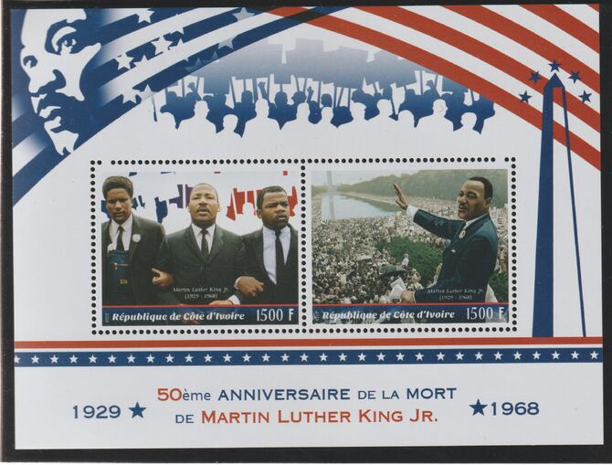 Ivory Coast 2018 Martin Luther King 50th Death Anniversary perf sheet containing two values unmounted mint