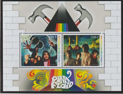 Ivory Coast 2018 Pink Floyd perf sheet containing two values unmounted mint