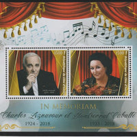 Ivory Coast 2018 Charles Aznavour & Montserrat Caballe - In Memorium perf sheet containing two values unmounted mint