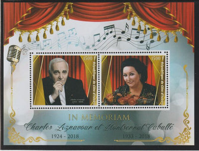 Ivory Coast 2018 Charles Aznavour & Montserrat Caballe - In Memorium perf sheet containing two values unmounted mint