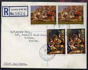 Great Britain 1967 Christmas 3d & 1s6d, pair of each on registered cover to Surrey with Buckingham Palace first day cancel