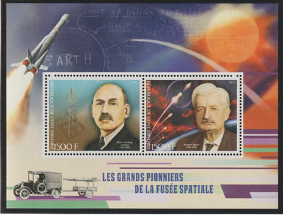 Ivory Coast 2017 Pioneers of Rocket Flights #2 perf sheet containing two values unmounted mint