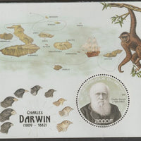 Benin 2017 Charles Darwin perf deluxe m/sheet containing one circular value unmounted mint