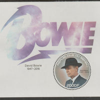 Benin 2017 David Bowie perf deluxe m/sheet containing one circular value unmounted mint
