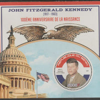 Benin 2017 John F Kennedy Birth Centenary perf deluxe m/sheet containing one circular value unmounted mint