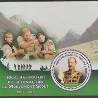 Benin 2017 Scout Movement - 110th Anniversary perf deluxe m/sheet containing one circular value unmounted mint