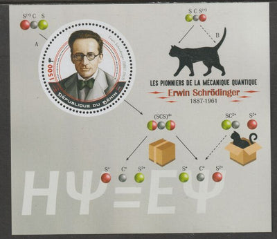 Benin 2018 Quantum Mechanics - Erwin Schrodinger perf deluxe m/sheet containing one circular value unmounted mint