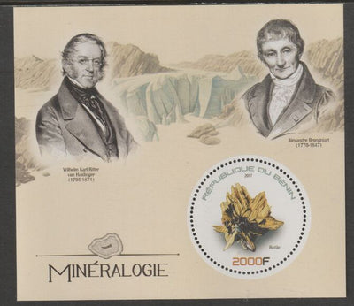 Benin 2017 Minerals perf deluxe m/sheet containing one circular value unmounted mint