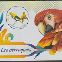 Benin 2018 Parrots #1 perf deluxe m/sheet containing one circular value unmounted mint