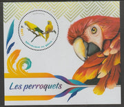 Benin 2018 Parrots #1 perf deluxe m/sheet containing one circular value unmounted mint