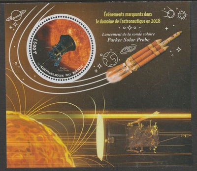 Benin 2018 Important Space Events - Parker Solar Probe perf deluxe m/sheet containing one circular value unmounted mint