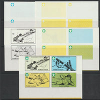 Staffa 1982 75th Anniversary of Scouting sheet of 4 values - the set of 5 imperf progressive proofs comprising 3 individual colours, 2 colour composite and all 3 colours as issued unmounted mint
