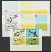 Staffa 1982 75th Anniversary of Scouting sheet of 4 values - the set of 5 imperf progressive proofs comprising 3 individual colours, 2 colour composite and all 3 colours as issued unmounted mint