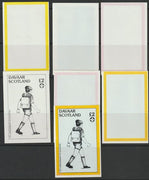 Davaar 1982 75th Anniversary of Scouting imperf deluxe sheet (£2 value) - the set of 7 imperf progressive proofs comprising the 4 individual colours, 2, 3 & all 4 colour composites unmounted mint