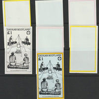 Davaar 1982 75th Anniversary of Scouting imperf souvenir sheet (£1 value) - the set of 7 imperf progressive proofs comprising the 4 individual colours, 2, 3 & all 4 colour composites unmounted mint