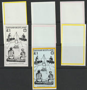 Davaar 1982 75th Anniversary of Scouting imperf souvenir sheet (£1 value) - the set of 7 imperf progressive proofs comprising the 4 individual colours, 2, 3 & all 4 colour composites unmounted mint