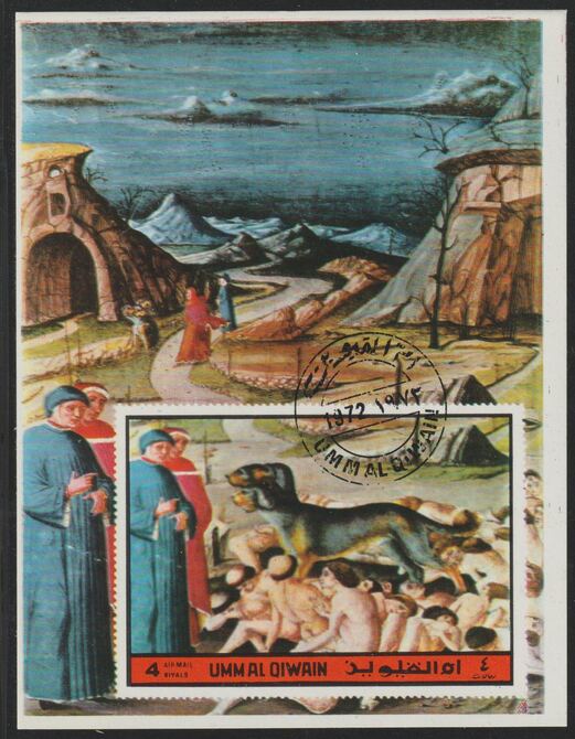 Umm Al Qiwain 1972 The Divine Comedy by Dante imperf m/sheet #17 fine cto used