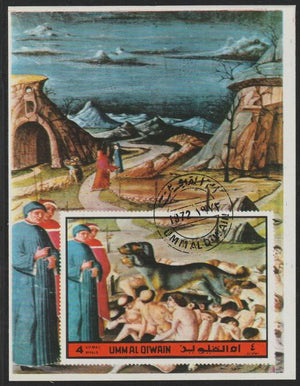 Umm Al Qiwain 1972 The Divine Comedy by Dante imperf m/sheet #17 fine cto used