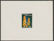 Upper Volta 1977 Fruits & Flowers 150f Cassia alata imperf die proof in issued colours on sunken card, as SG 442