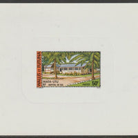 Wallis & Futuna 1977 Sea Hospital 50f (from Buildings & Monuments set) imperf die proof in issued colours on glossy sunken card, as SG 272
