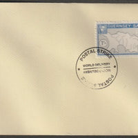 Guernsey - Sark 1971 British Postal Strike cover bearing 1965 Map 1s (without overprint) tied with World Delivery Postal Strike cancellation