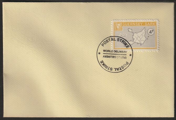 Guernsey - Sark 1971 British Postal Strike cover bearing 1965 Map 4d (without overprint) tied with World Delivery Postal Strike cancellation