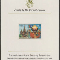 Lesotho 1980 Moscow Olympic Games 25s Flame, Rings & Kremlin imperf proof mounted on Format International proof card (as SG 392)