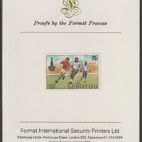 Lesotho 1980 Moscow Olympic Games 25s Football imperf proof mounted on Format International proof card (as SG 394)