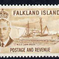 Falkland Islands 1952 KG6 John Biscoe (ship) 6d very lightly mounted mint, SG 178