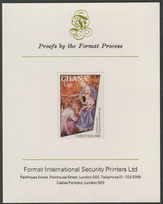 Ghana 1980 Christmas 15p imperf proof mounted on Format International proof card as SG 929