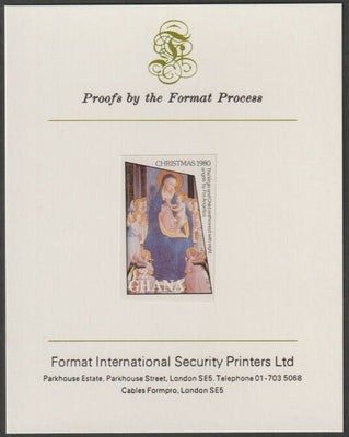 Ghana 1980 Christmas 2C imperf proof mounted on Format International proof card as SG 931