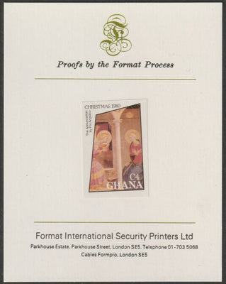 Ghana 1980 Christmas 4C imperf proof mounted on Format International proof card as SG 932