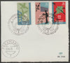 Surinam 1973 Stamp Centenary set of 3 on piece with first day cancels SG 762-64