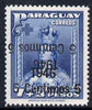 Paraguay 1946 surcharged 5c on 7p + 3p blue with surch doubled, one inverted unmounted mint, SG 635var