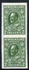 Newfoundland 1932-38 KG5 2c green imperf vertical pair mounted mint, SG 223a