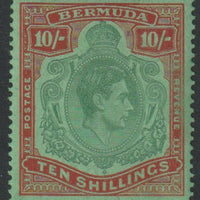 Bermuda 1938-53 KG6 10s deep green & dull red on green (emerald back) perf 14 unmounted mint, SG 119d
