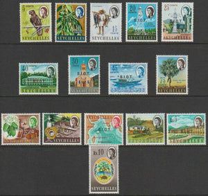 British Indian Ocean Territory 1968 Seychelles set of 15 overprinted BIOT  unmounted mint SG1-15