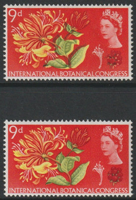 Great Britain 1964 Botanical Conference 9d ord with  fine shift of green(affects leaves etc) plus normal both  unmounted mint SG657varr