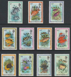 Montserrat 1981 Fish - Officials the set of 11 values opt's OHMS unmounted mint SG O42-O52