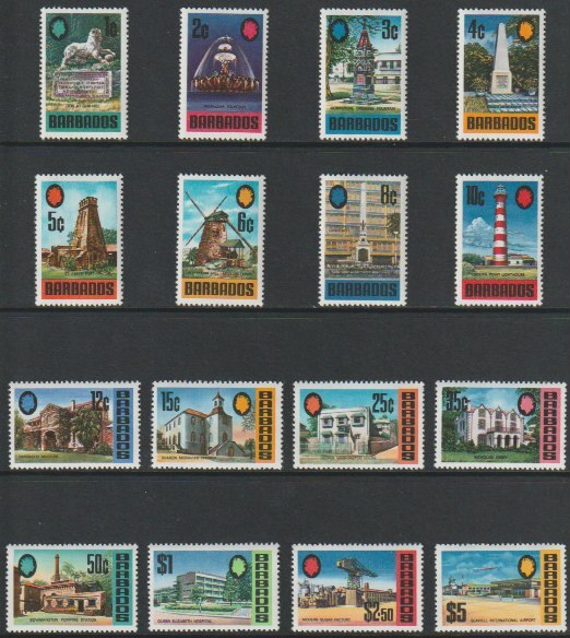 Barbados 1970 Pictorial def set complete 16 values unmounted mint SG 399-414