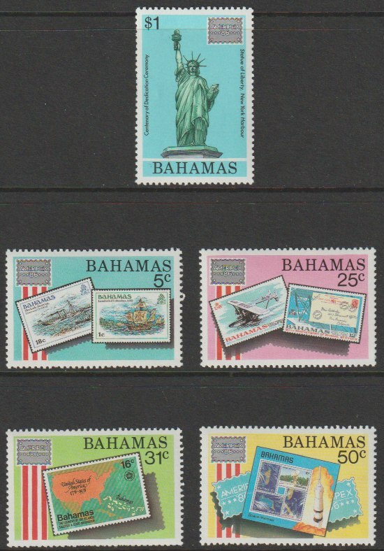 Bahamas 1986 Ameripex Stamp Exhibition perf set of 5 unmounted mint SG 746-50