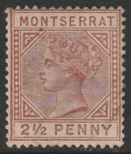 Montserrat 1884 Crown CA 2.5d red-brown with very light cancel SG9