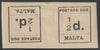 Malta 1925 Postage Due 1/2d tete-beche pair mounted mint, small thin from hinge removal, SG D1a