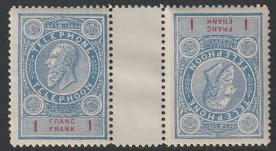 Belgium 1891 Telephone 1f tete-beche pair unmounted mint