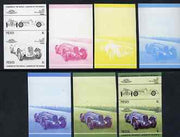 Nevis 1985 Delahaye Type 35 Cabriolet 1c (Leaders of the World) set of 7 imperf progressive colour proofs in se-tenant pairs comprising the 4 basic colours plus 2, 3 and all 4-colour composites unmounted mint