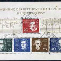 Germany - West 1959 Inauguration of Beethoven Hall m/sheet fine cds used, SG MS 1233a