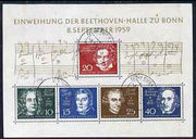 Germany - West 1959 Inauguration of Beethoven Hall m/sheet fine cds used, SG MS 1233a