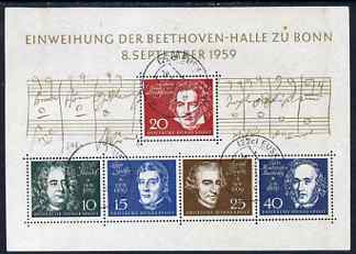 Germany - West 1959 Inauguration of Beethoven Hall m/sheet fine cds used, SG MS 1233a
