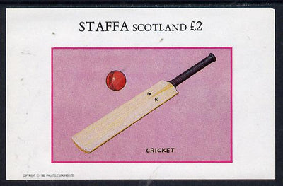 Staffa 1982 Sport Accessories (Cricket Bat) imperf deluxe sheet (£2 value) unmounted mint
