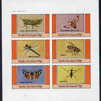 Staffa 1982 Insects (Grasshopper, Tiger Moth etc) imperf set of 6 values (15p to 75p) unmounted mint